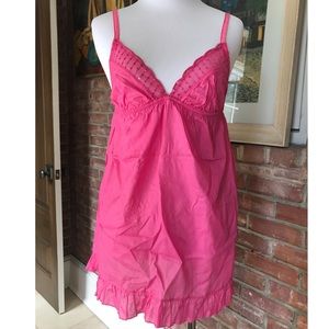 NWT Vintage Victoria’s Secret VICTORIA Pink Cotton Babydoll Nightie M